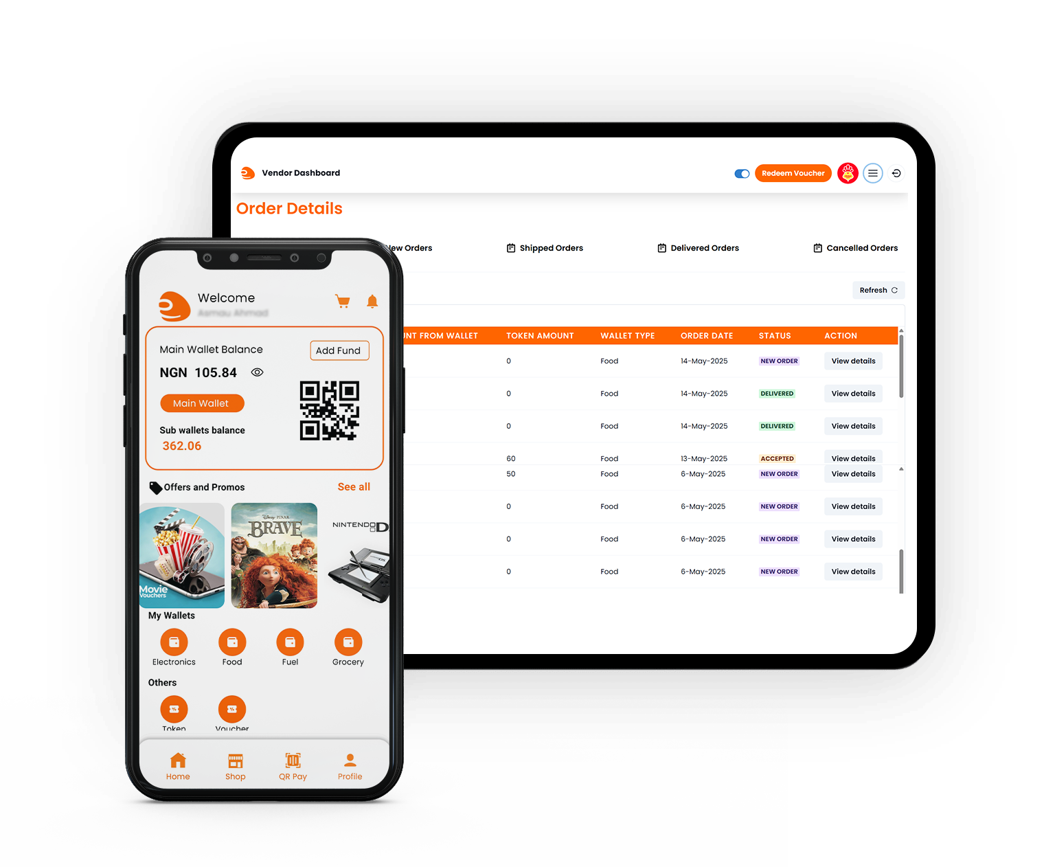 Energywallet app shown on multiple devices